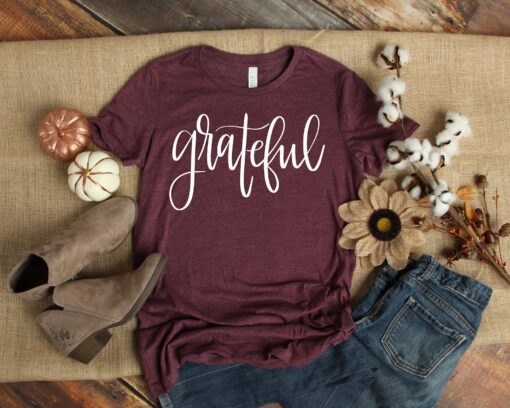 Grateful Shirt, Thanksgiving T-Shirt, Friendsgiving Shirt, Fall Shirt, Thanksgiving Matching Shirt