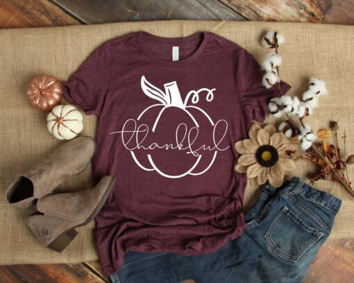 Thankful, Thankful Pumpkin, Thanksgiving shirt, Thankful Tee, Pumpkin Shirt, Fall Shirt