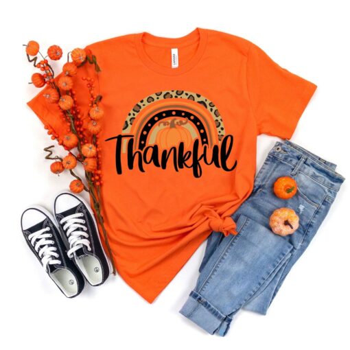 Thankful Rainbow Pumpkin Shirt, Thanksgiving Vacation Shirt, Family Thanksgiving Shirt, Thanksgiving Food Shirt