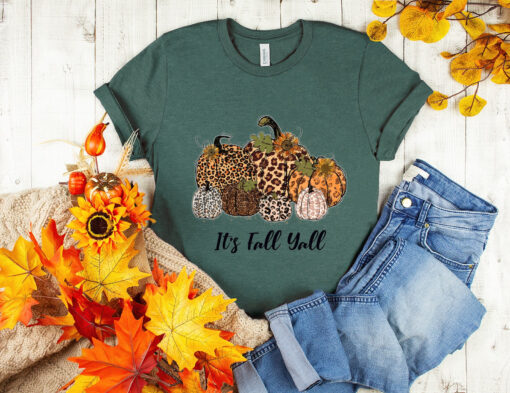 It's Fall Y'all Shirt - Fall Shirt - Pumpkin Shirt - Cute Fall Shirt - Leopard Print Pumpkin Shirt - Fall Mom Shirt