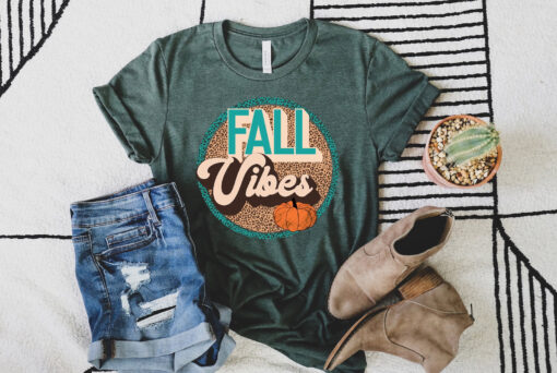 Fall Vibes Leopard Retro Shirt, Fall Shirt, Thanksgiving Shirt, Thankful Grateful Blessed Shirt, Thanksgiving Shirts