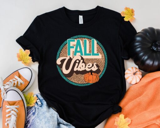 Fall Vibes Leopard Retro Shirt, Fall Shirt, Thanksgiving Shirt, Thankful Grateful Blessed Shirt, Thanksgiving Shirts