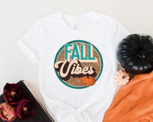 Fall Vibes Leopard Retro Shirt, Fall Shirt, Thanksgiving Shirt, Thankful Grateful Blessed Shirt, Thanksgiving Shirts