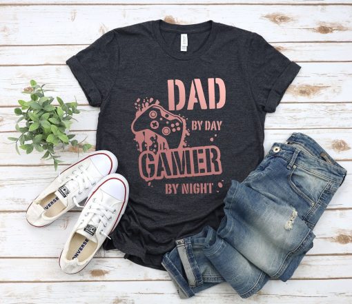 Funny Dad T-Shirt, Dad by Day, Father's Day Gift, Daddy T-Shirt, Gamer Dad Shirt, Funny Gamer Shirt