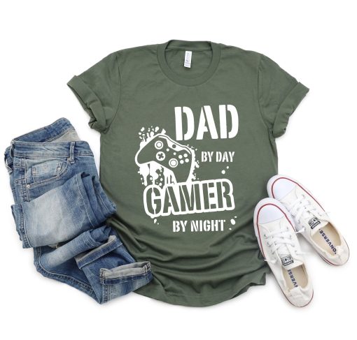 Funny Dad T-Shirt, Dad by Day, Father's Day Gift, Daddy T-Shirt, Gamer Dad Shirt, Funny Gamer Shirt