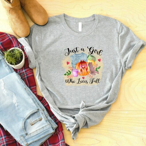 Just A Girl Who Loves Fall Shirt, Thanksgiving Shirt, Pumpkin Shirt, Grateful Shirt, Autumn Shirt, Funny Fall Shirt