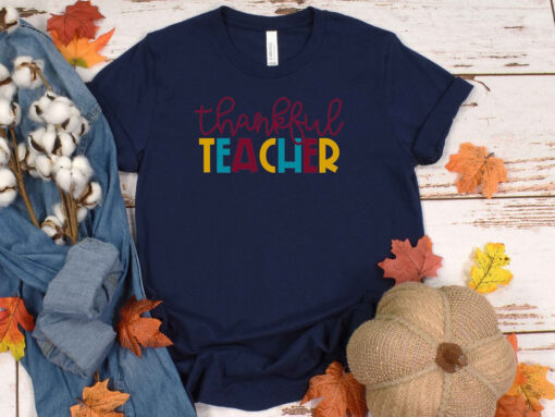 Thankful Teacher Shirt, Vintage Thanksgiving Plus Size, Teacher Thanksgiving Shirt