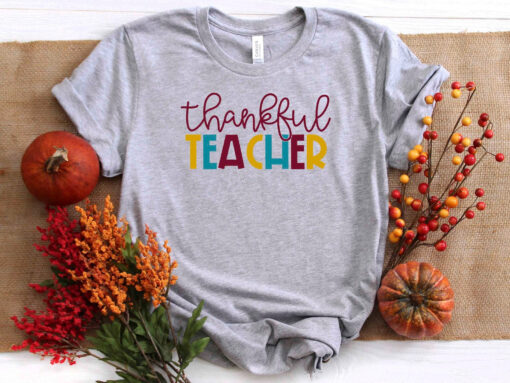 Thankful Teacher Shirt, Vintage Thanksgiving Plus Size, Teacher Thanksgiving Shirt