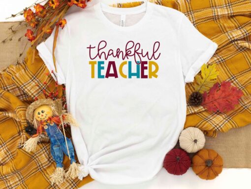 Thankful Teacher Shirt, Vintage Thanksgiving Plus Size, Teacher Thanksgiving Shirt