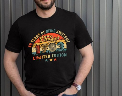 Vintage 1983 T - shirt, 40th Birthday Gifts Shirts, Vintage 1983 Birthday T-Shirt, 40th Birthday Gifts for Men Women