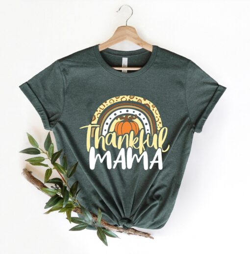 Thankful Rainbow Pumpkin Mama Shirt, Cute thanksgiving tee, Thanksgiving Vacation Shirt, Family Thanksgiving Shirt