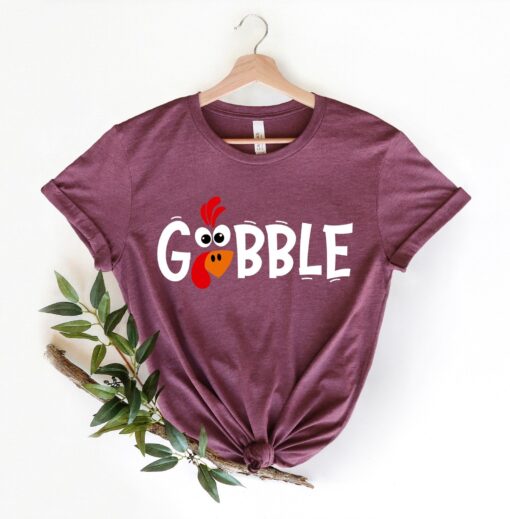 Gobble Shirt, Funny Cute Turkey Face, Cute shirt, Family Thanksgiving Tee, Thanksgiving Shirts For Women, Mom Thanksgiving