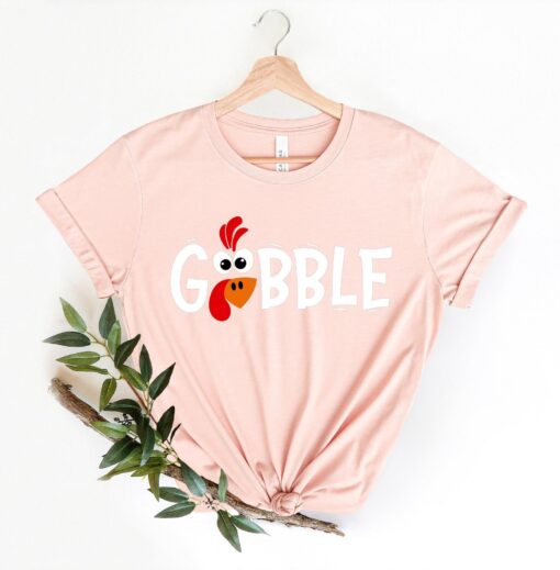 Gobble Shirt, Funny Cute Turkey Face, Cute shirt, Family Thanksgiving Tee, Thanksgiving Shirts For Women, Mom Thanksgiving