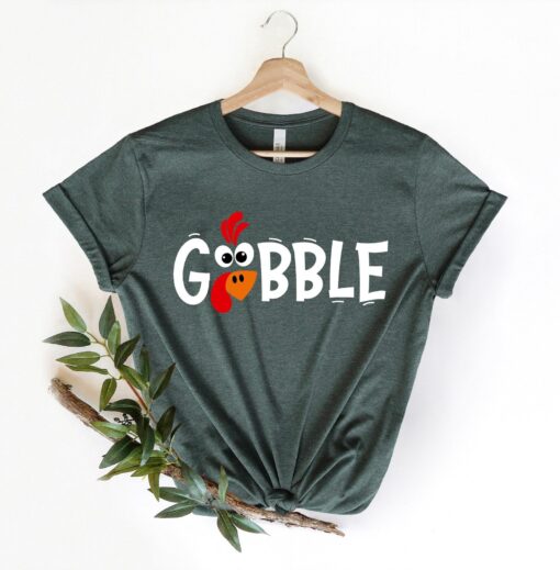 Gobble Shirt, Funny Cute Turkey Face, Cute shirt, Family Thanksgiving Tee, Thanksgiving Shirts For Women, Mom Thanksgiving