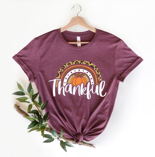 Thanksgiving Shirt, Thankful Rainbow Pumpkin Shirt, Thanksgiving Vacation Shirt, Thanksgiving Dinner Shirt