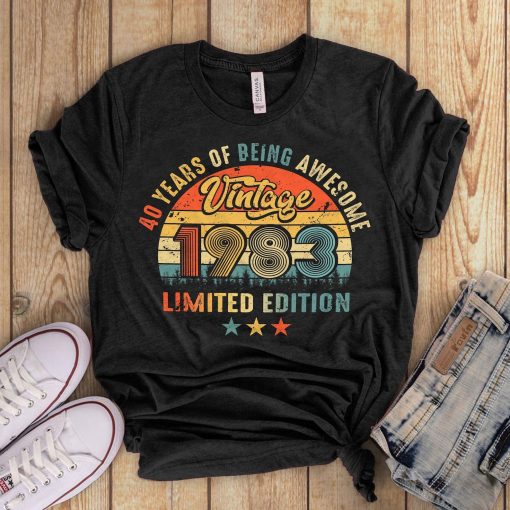 Vintage 1983 T - shirt, 40th Birthday Gifts Shirts, Vintage 1983 Birthday T-Shirt, 40th Birthday Gifts for Men Women