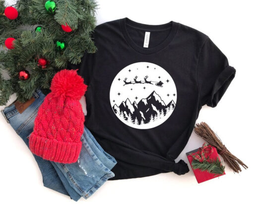 Mountain Christmas Shirt, Deer Mountain Forest Shirt, Deer Shirts for Gift, Graphic Tee