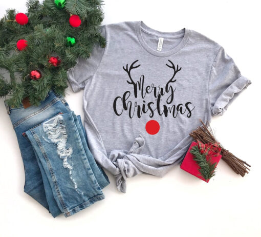 Christmas Deer Horn Shirt, Merry Christmas Shirt, Christmas Deer Antlers Shirt, Oh Deer Christmas Shirt