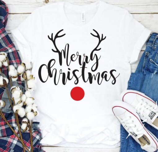 Christmas Deer Horn Shirt, Merry Christmas Shirt, Christmas Deer Antlers Shirt, Oh Deer Christmas Shirt