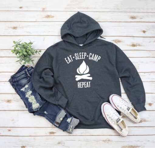 Eat sleep camp repeat Hoodie, Adventure hoodie, Adventurer Gift, Camping Shirt, Camper Shirt