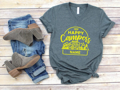 Happy Camper Shirt, Camping Shirt, Happy Camper T-shirt, Camper Gift, Personalized Camper Shirt