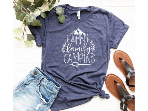 Faith Family Camping, Camping Shirts For Family, Camping Team Crew Shirt, Happy Camping T-Shirt, Camper Gift