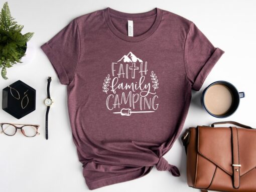 Faith Family Camping, Camping Shirts For Family, Camping Team Crew Shirt, Happy Camping T-Shirt, Camper Gift