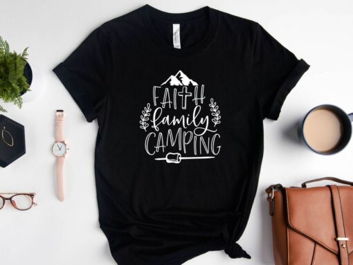 Faith Family Camping, Camping Shirts For Family, Camping Team Crew Shirt, Happy Camping T-Shirt, Camper Gift