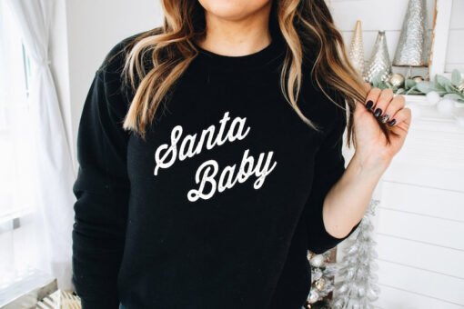 Santa Baby Sweatshirt, Holiday Sweatshirt, Christmas Sweatshirt, Women's Christmas Sweater, Festive Holiday Sweater