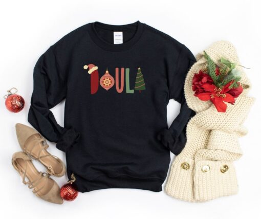 Holiday Doula Sweatshirt, Retro Doula Christmas Sweatshirt, Holiday Pullover for Doula, Midwife Sweatshirt