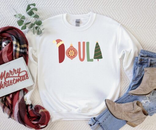 Holiday Doula Sweatshirt, Retro Doula Christmas Sweatshirt, Holiday Pullover for Doula, Midwife Sweatshirt