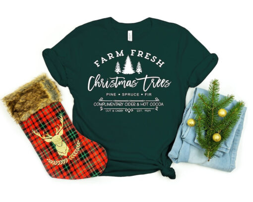 Farm Fresh Christmas Trees Shirt, Funny Christmas Shirt, Holiday Shirt, Christmas Shirt Gift, Farm Fresh T-shirt