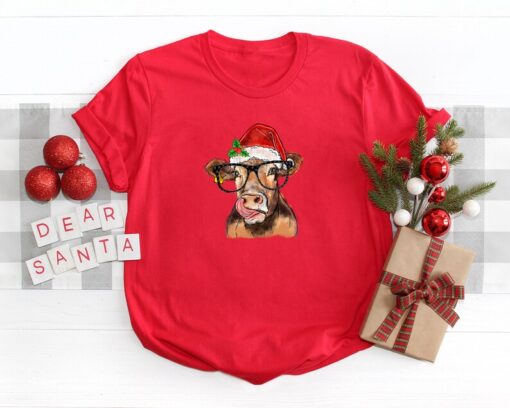 Cows Christmas shirt, Heifer shirt, Cow Santa shirt, Mooey Christmas, Merry Christmas, Christmas women tee