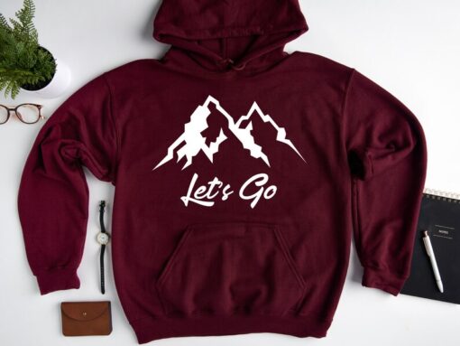 Mountain Let's Go Hoodie, Camping Hoodie, Vacation Hoodie, Summer Hoodie, Travel Hoodie, Mountain Hoodie