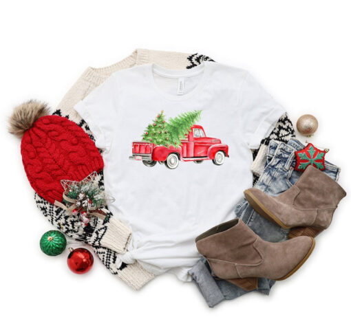 Christmas Tree Shirt, Merry Christmas, Christmas Matching Family Shirt, Christmas Truck Family Shirt