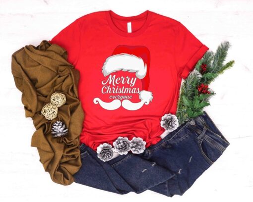 Merry Christmas Santa Shirt, Joyful Believe Mistletoe Blessing Friends Snow Noel Shirt, Christmas Winter Shirt