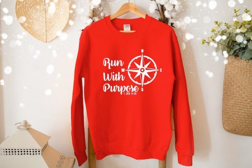 Christmas Sweatshirt, Run with Purpose Sweat, Bible Verse Sweatshirt, Best Christian Sweatshirt