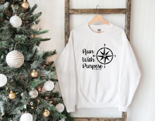 Christmas Sweatshirt, Run with Purpose Sweat, Bible Verse Sweatshirt, Best Christian Sweatshirt