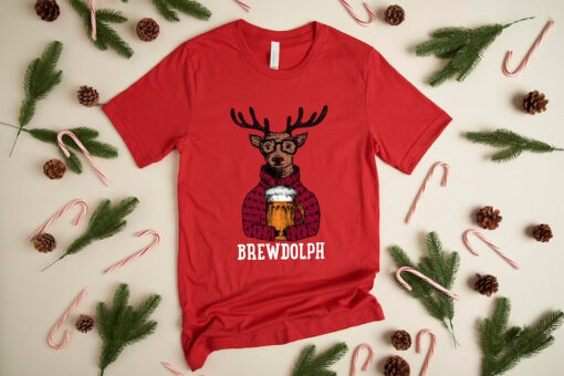 Santa Deer Shirt, Christmas Brew Dolph Shirt, Holiday Drinker, Deer T shirt, Christmas Gift, Oh Deer T shirt