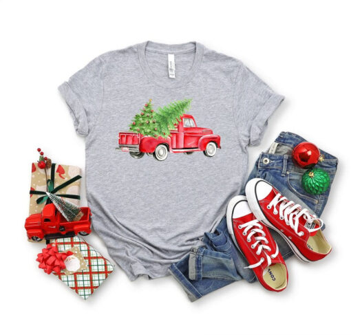 Christmas Tree Shirt, Merry Christmas, Christmas Matching Family Shirt, Christmas Truck Family Shirt