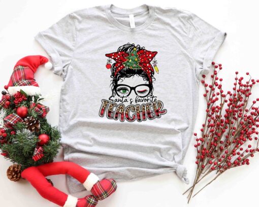 Santa's Favorite Teacher Shirt, Christmas Teacher Gift, Christmas Gift For Teacher, Santa's Best Teacher, Teacher Shirt