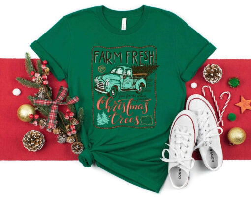 Farm Fresh Christmas Trees Truck Shirt, Christmas T-shirt, Christmas Family, Christmas Gift, Christmas Truck Family Shirts