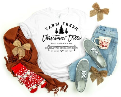 Farm Fresh Christmas Trees Shirt, Funny Christmas Shirt, Holiday Shirt, Christmas Shirt Gift, Farm Fresh T-shirt