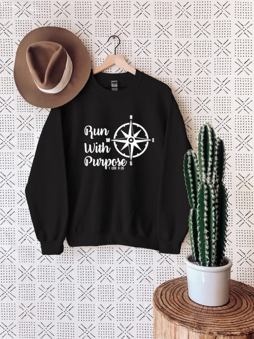 Christmas Sweatshirt, Run with Purpose Sweat, Bible Verse Sweatshirt, Best Christian Sweatshirt