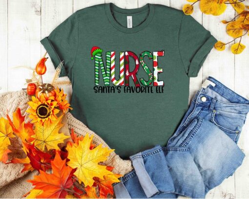 Nurse Santa's Favorite Elf Shirt, Nurse Shirt, Cute Santa Tee, Christmas Shirt, Merry Christmas Gift for Nurse