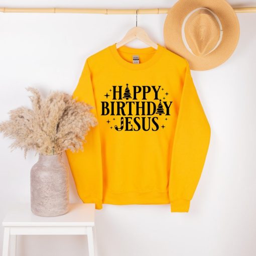 Happy Birthday Jesus Sweatshirt, Christmas Sweatshirt, Jesus Sweat, Christian Sweater, Custom Christmas Sweatshirt