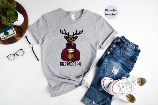 Santa Deer Shirt, Christmas Brew Dolph Shirt, Holiday Drinker, Deer T shirt, Christmas Gift, Oh Deer T shirt