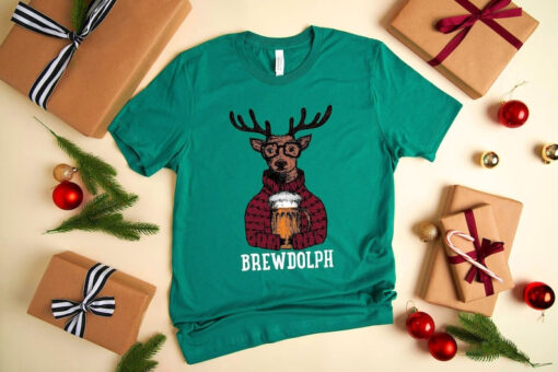 Santa Deer Shirt, Christmas Brew Dolph Shirt, Holiday Drinker, Deer T shirt, Christmas Gift, Oh Deer T shirt