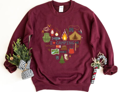 I Love Camping Sweatshirt, Camping Gift, Camp Lover Sweatshirt, Camper Crewneck Sweater