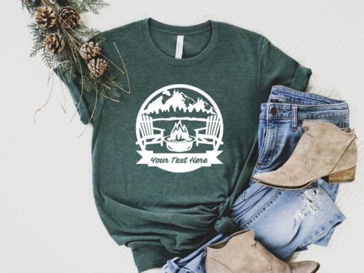 Personalized Camping Fire Shirt, Nature Lover Shirt, Mountain Shirt, Happy Camping Shirt, Camper Shirt, Family Camping Gifts